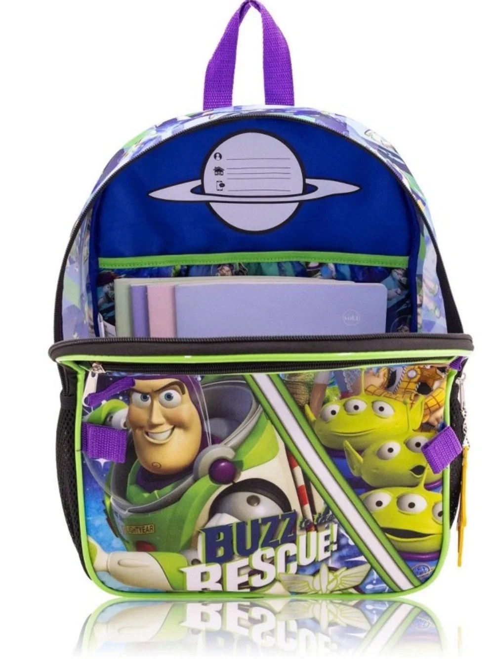 Disney Toy Story 5 Kids Backpack 5 Piece Set - Green/Purple Buzz Lightyear